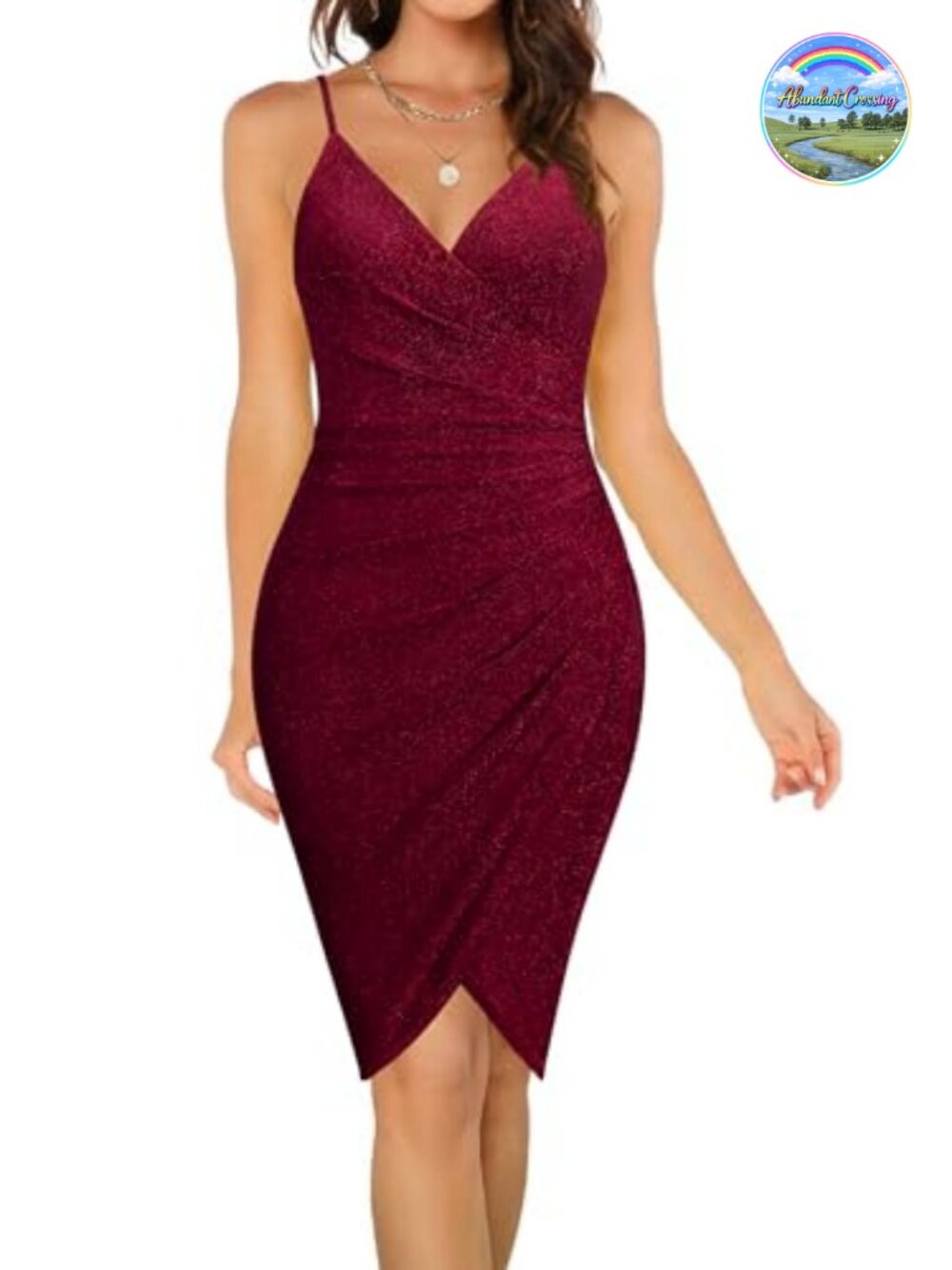 Sexy V Neck Spaghetti Strap Ruched Bodycon Cocktail Party Club Dress